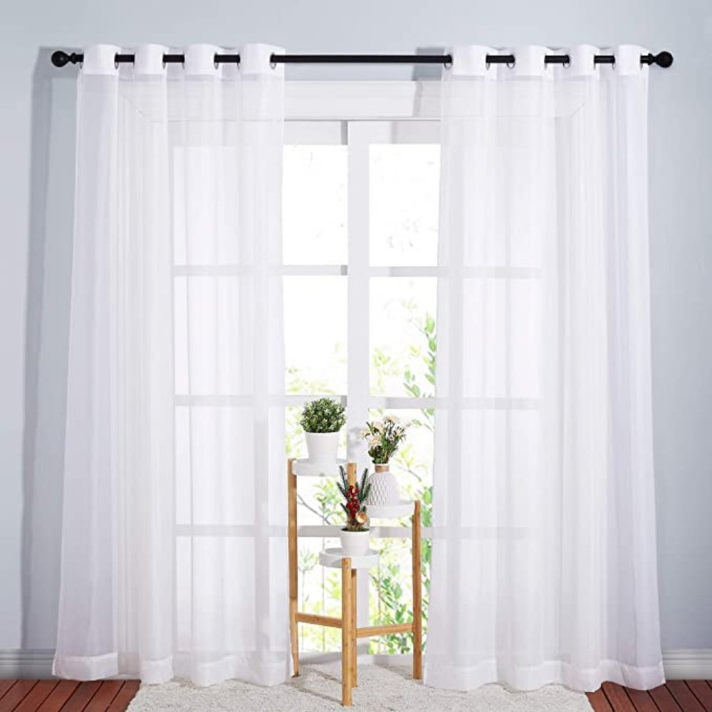 Yoga Sheer White Curtains 2pack